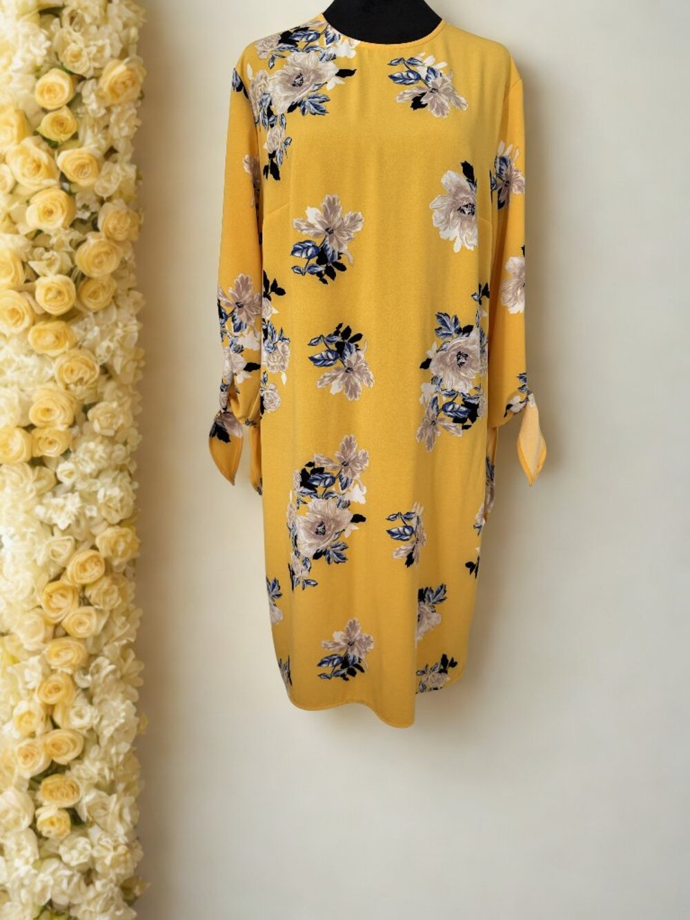 Yellow & Black Floral Dress